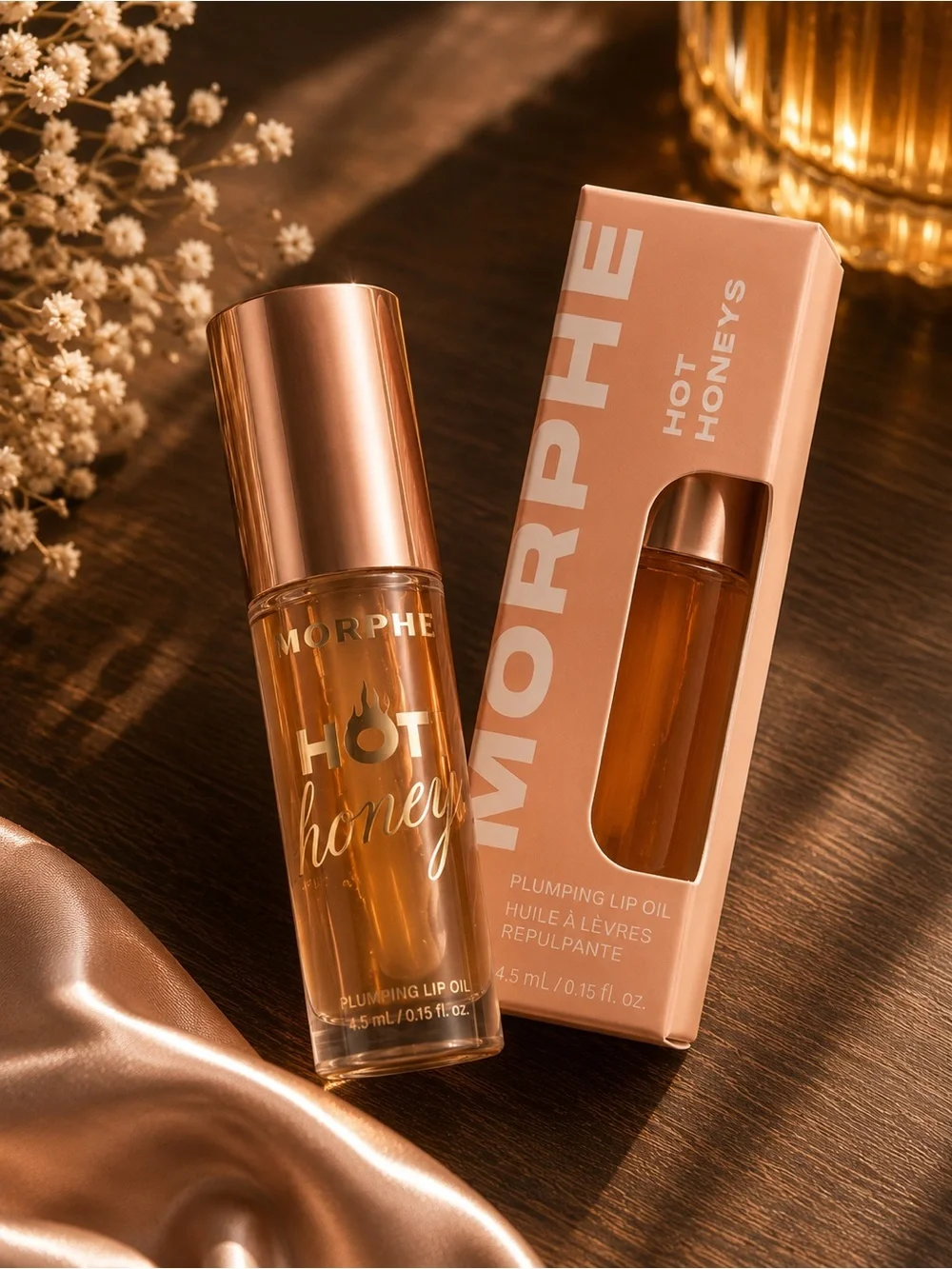 Morphe Hot Honeys Plumping Lip Oil — Amber Glow